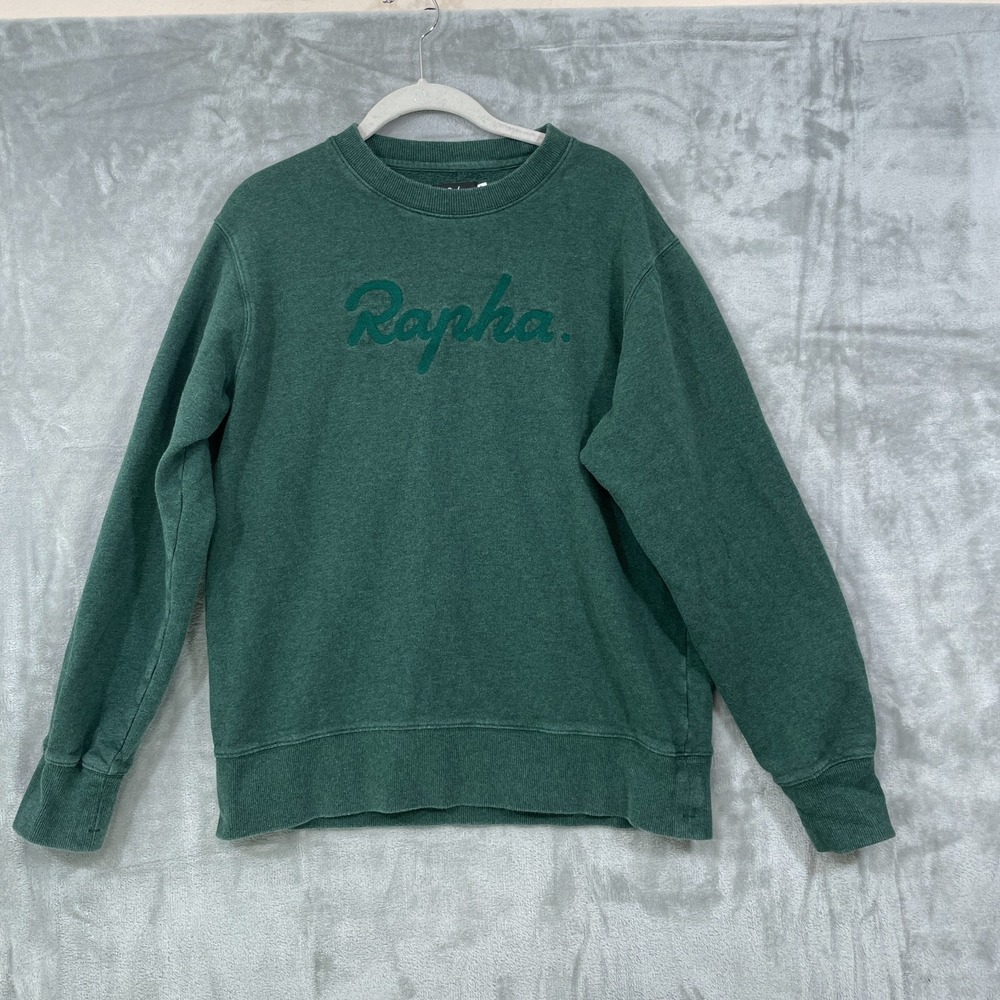 Rapha Womens Size M Logo Sweatshirt Green Cotton‎ Long Sleeve Crew Neck Pullover